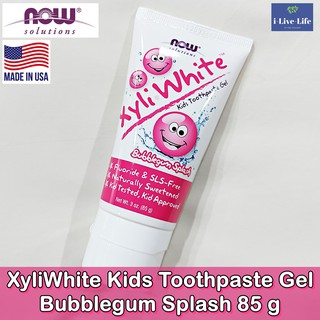 ยาสีฟันเจล สำหรับเด็ก Solutions XyliWhite Kids Toothpaste Gel Bubblegum Splash 85g - Now Foods