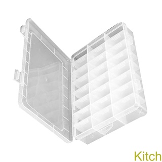 [Kitch]24 Grids Transparent Storage Box Tools Empty Case PP Plastic Jewelry Container Part Organizer