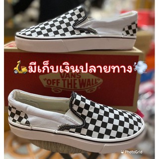 vans slip on(ตารางขาวดำ/ขอบดำ)มีขนาด 36-45