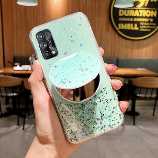 เคส เรียวมี X7Pro Realme X7 Pro 5G Case Fashion Makeup Mirror Stand Phone Casing Softcase Silicone Clear Back Cover For Realmi X7 Pro