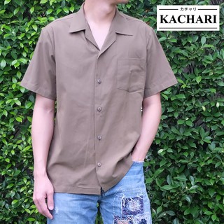 KACHARI เสื้อสีพื้น(เขียว) พร้อมส่งฟรี เสื้อฮาวาย เสื้อสงกรานต์ ผ้าลินิน