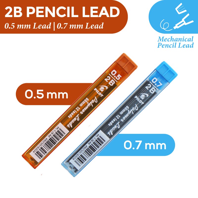 Pilot 2B Mechanical Pencil Lead Refill 0.5 mm // 0.7 mm 2B Black Strong Smooth Hi-Polymer Mechanical