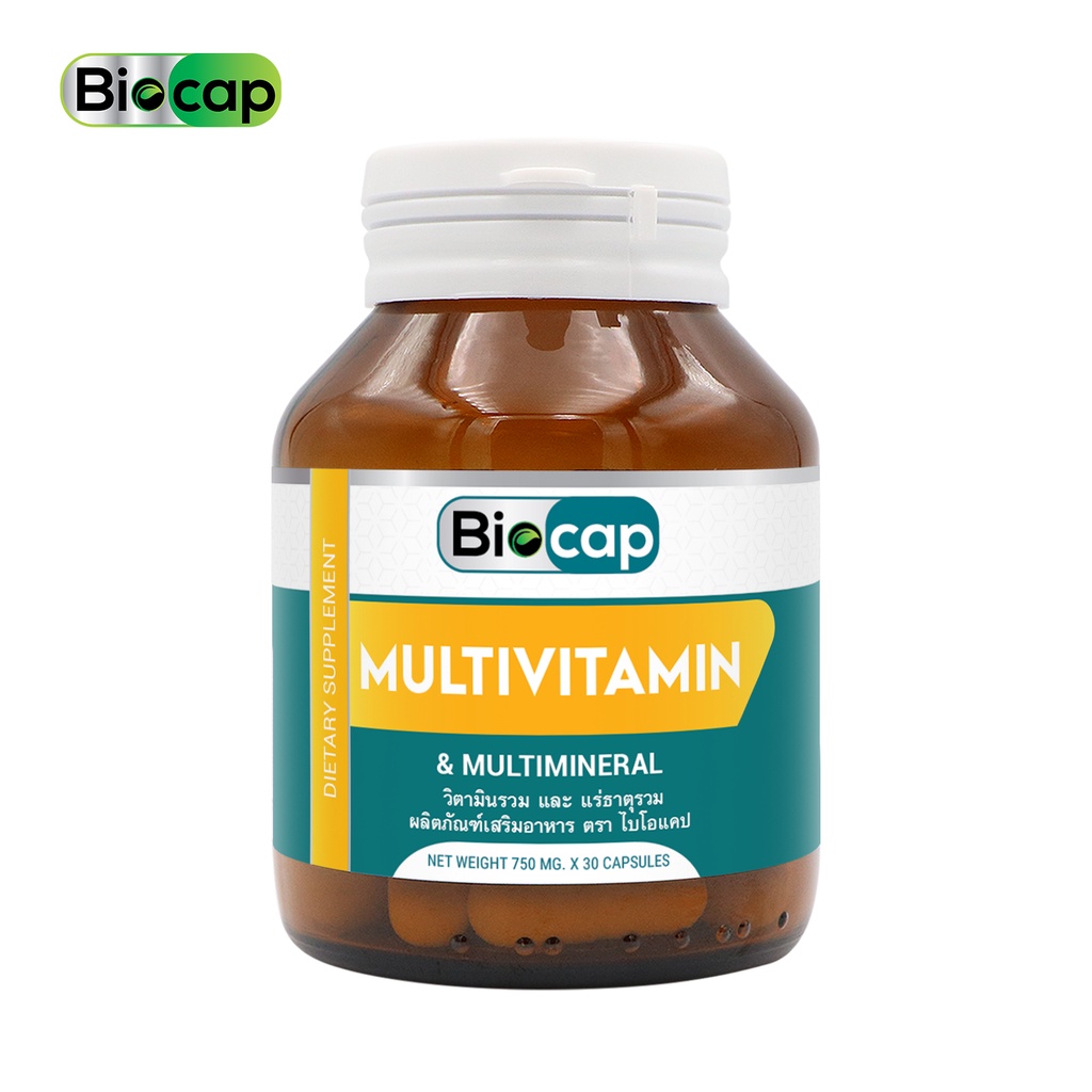 วิตามินรวม และ แร่ธาตุรวม x1 ขวด ไบโอแคป Multivitamin and Multimineral Biocap Vitamin A B1 B2 B3 B5 