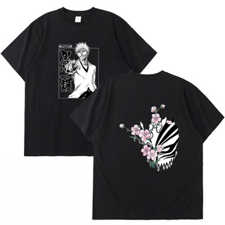 เสื้อยืดโอเวอร์ไซส์เสื้อยืดแขนสั้น ผ้าฝ้าย 100% พิมพ์ลายกราฟฟิค Bleach Ichigo สีดํา สไตล์ญี่ปุ่น แฟชั่นสําหรับผู้ชายS-4X