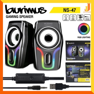 ลำโพงคอม NUBWO NS-47 BURIMUS Gaming Speaker ลำโพง มีไฟ RGB เชื่อมต่อผ่าน JACK 3.5mm + USB ระบบเสียง Stereo ใช้งานง่าย