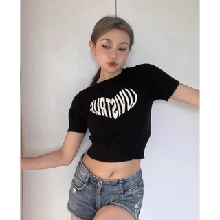 พร้อมส่ง 📌 เสื้อครอปแขนสั้น pj clothes crop top