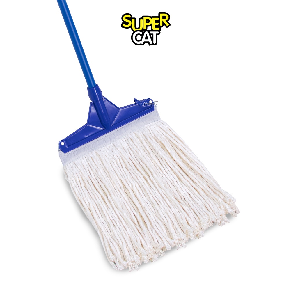 [2621] ไม้ม็อบหัวคลิปล็อค 12 นิ้ว 320g ด้ามเหล็กกันสนิม 3 ท่อน (สีขาว) SUPERCAT