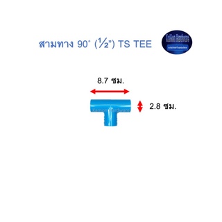 สามทาง ท่อน้ำไทย 90◦ (½’’) Thai Pipe TS Tee ฟ้า 1/2