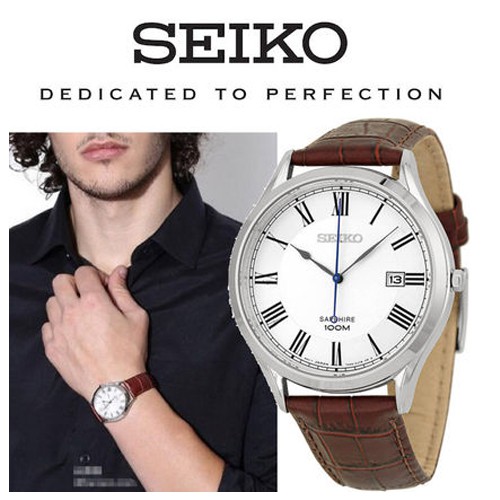 SEIKO นาฬิกาข้อมือผู้ชาย สายหนัง สีน้ำตาล รุ่น SGEG97 | Shopee Thailand
