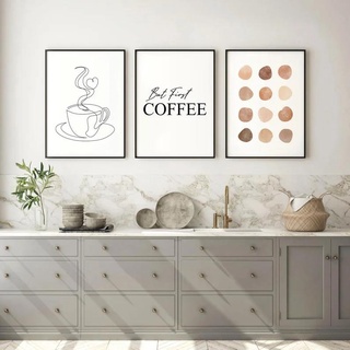 ภาพวาดผ้าใบ รูปถ้วยกาแฟ สําหรับตกแต่งผนังบ้าน ห้องครัว