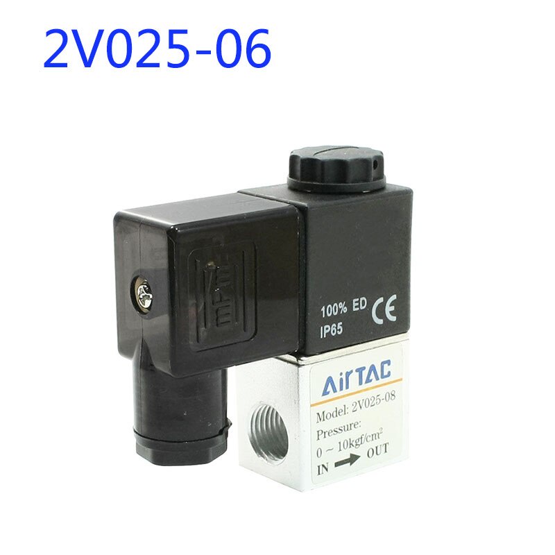 Airtac 2V025-06 วาล์วโซลินอยด์อากาศนิวเมติก 2 ทาง 2 ตําแหน่ง 1/8 นิ้ว DC 24V DC 12V AC 110V AC220V