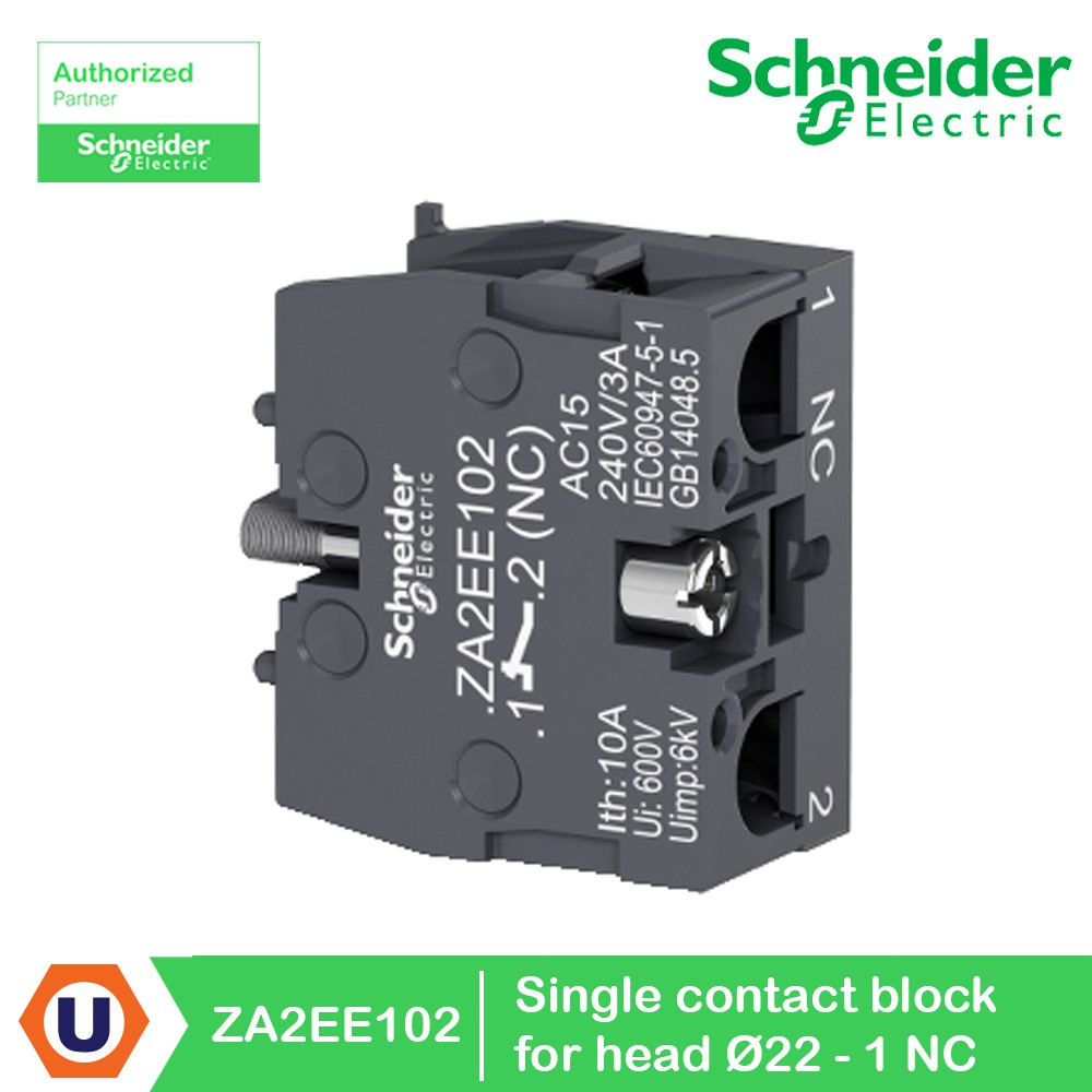 Schneider ZA2EE102 Single contact block for head Ø22 - 1 NC สั่งซื้อได้ที่ร้าน Ucanbuys