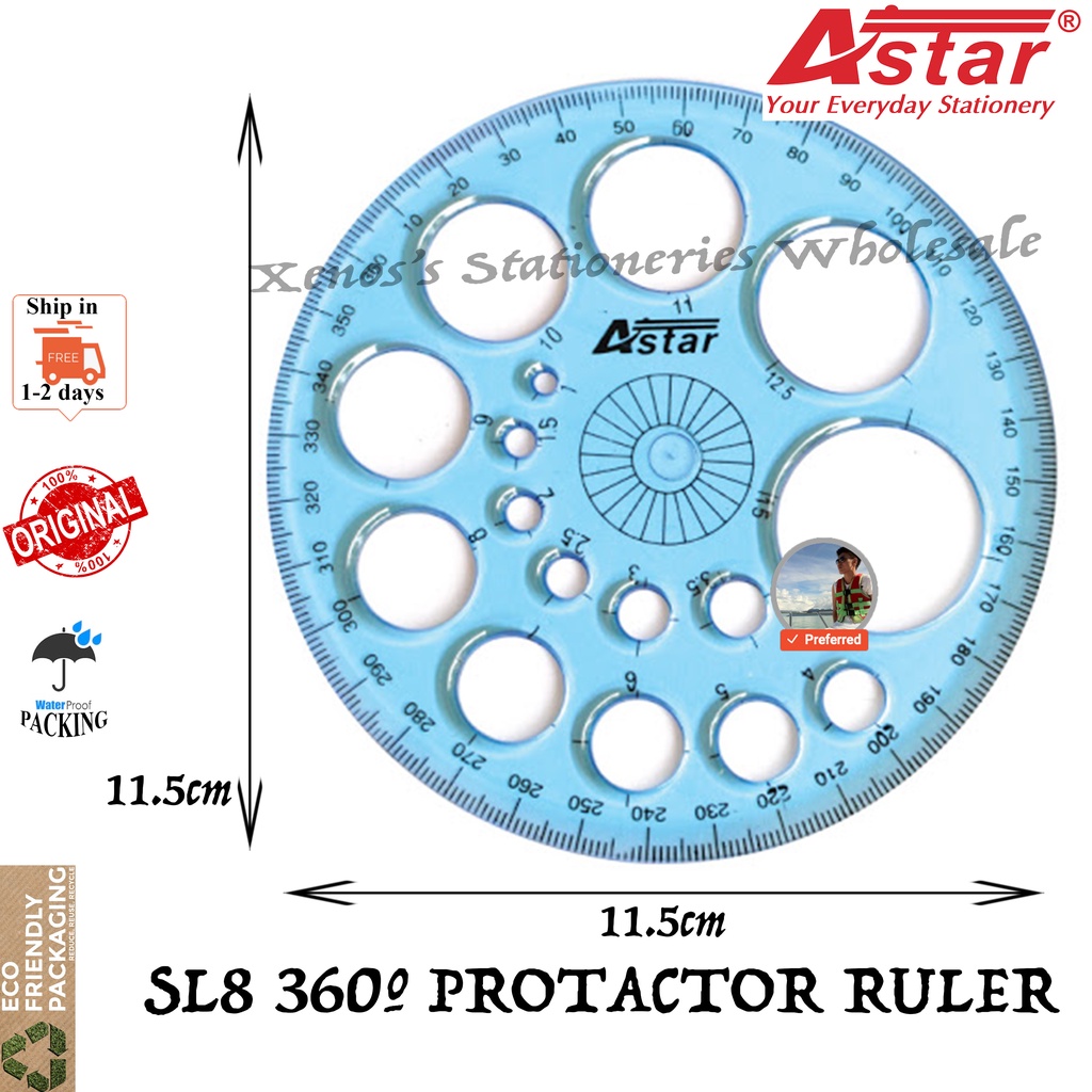 ASTAR SL8 PROTRACTOR RULER 360o / ASTAR PROTACTOR RULER 360o SL8