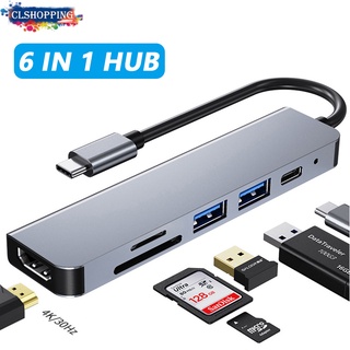 6 In 1 อะแดปเตอร์ฮับ Usb Type C Usb 3.0 Otg 2 Usb C Hdmi Tf Sd card reader Solt Pd สําหรับคอมพิวเตอร์ PC แล็ปท็อป