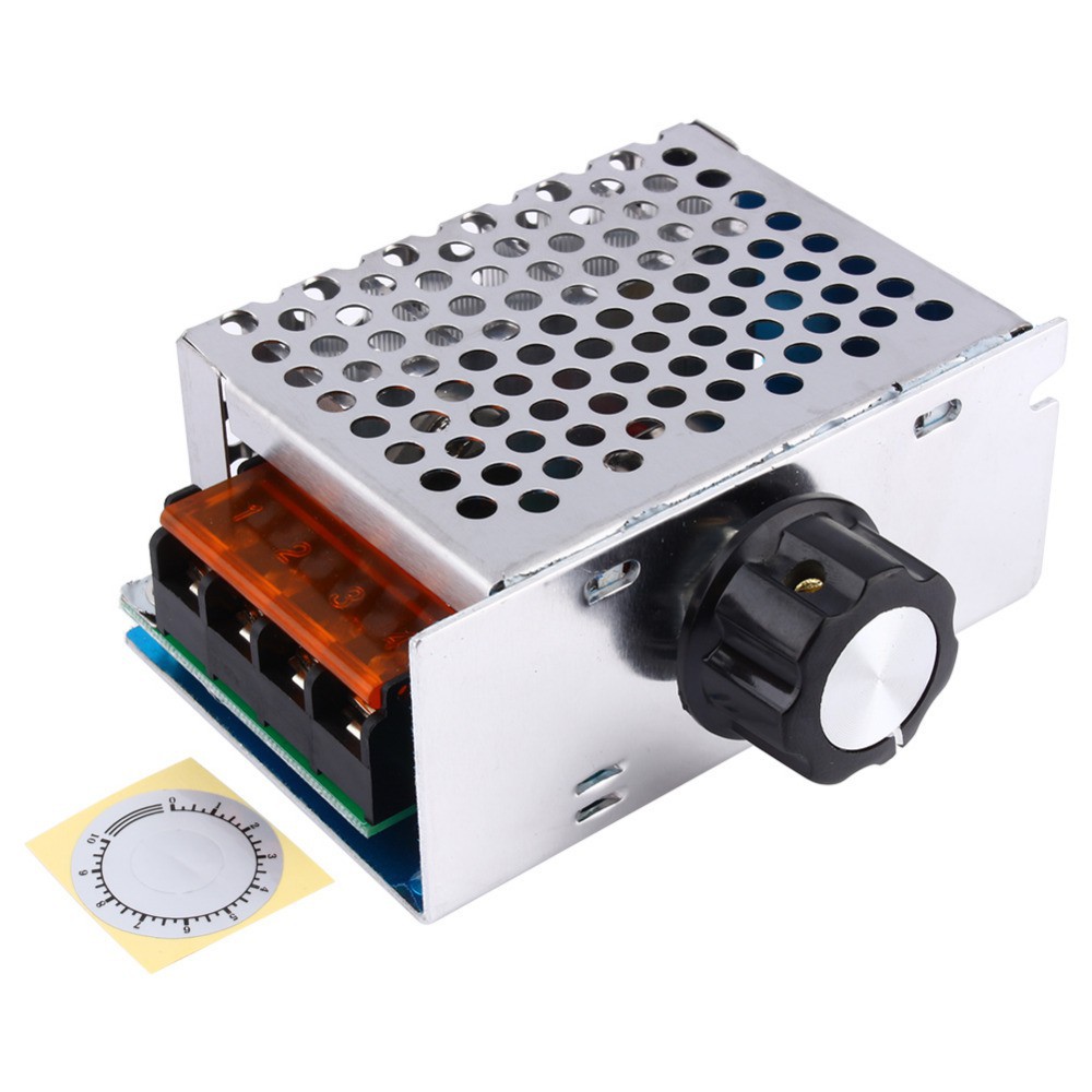 Diymore AC 0-220V 4000W ตัวควบคุมความเร็วมอเตอร์ SCR โมดูลควบคุมแรงดันไฟฟ้าอิเล็กทรอนิกส์ มอเตอร์ LED พร้อมลูกบิดควบคุมความเร็ว