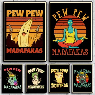 โปสเตอร์กระดาษคราฟท์ Pew Madafakas สไตล์วินเทจ สําหรับตกแต่งผนังบ้าน บาร์ ห้องนั่งเล่น