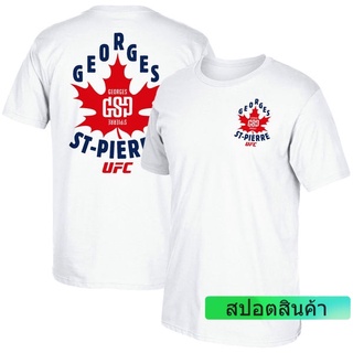 ราคาต่ำสุดเสื้อยืดแขนสั้น พิมพ์ลายใบเมเปิ้ล MMA Mixed Martial Arts UFC GSP George-Saint Pierre Canada สําหรับผู้ชายขนาดเ