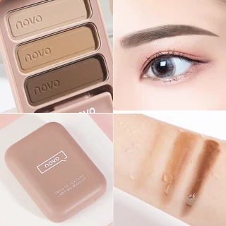 Novo คิ้วฝุ่น เฉดดิ้งไฮไลท์ ตลับ 3 สี [No.5345] Novo Smooth Texture Lasting Makeup Eyebrow Powder