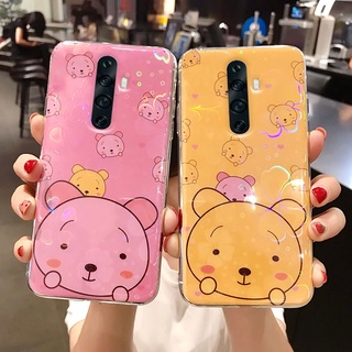 เคสโทรศัพท์มือถือ ซิลิโคนนิ่ม ลายการ์ตูนหมีพูห์ ซากุระ แวววาว สําหรับ OPPO Reno 2F 2Z Reno2 F