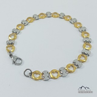 SK09 สร้อยข้อมือ 7 มม. ยาว 20 ซม โซ่แบนรูปหัวใจ สร้อยข้อมือสแตนเลส สร้อยสแตนเลส สร้อยสแตนเลสแท้