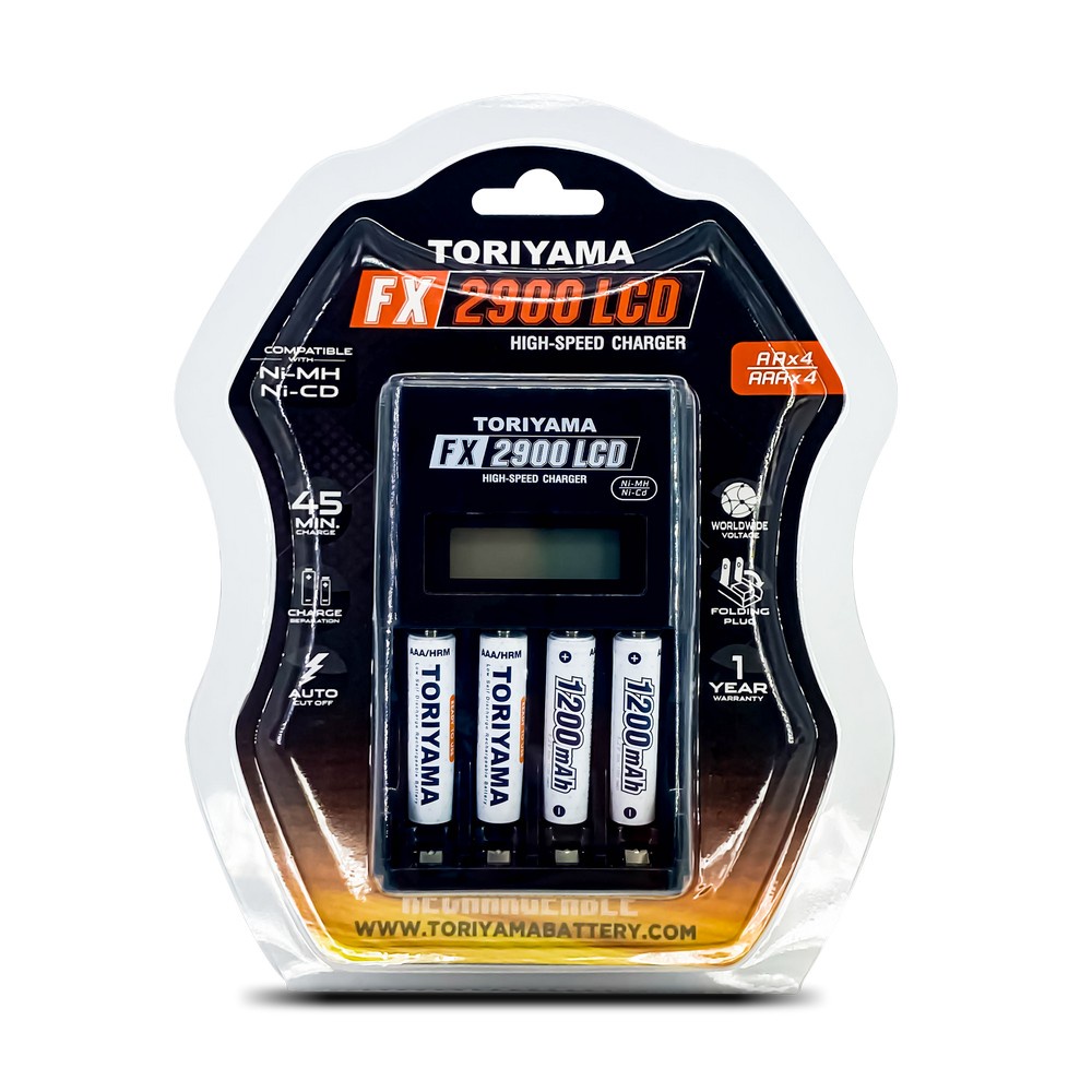 Toriyama แท่นชาร์จ FX 2900 +ถ่าน AAA 1200mAh (แพ็ค 4 ก้อน)