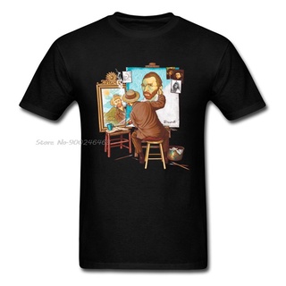 เสื้อยืดคอกลม ผ้าฝ้าย พิมพ์ลาย Van Gogh Triple Self Portrait Father Day สําหรับผู้ชายS-5XL