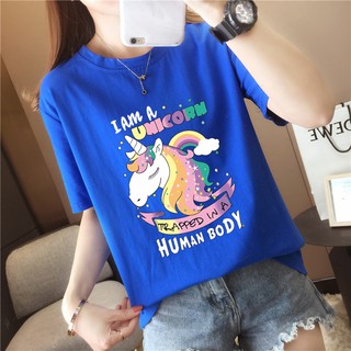 ฤดูร้อน  อินเทรนด์ที่สุด  ลายการ์ตูนใหม่  คอกลม  เสื้อยืด  9สี  M~3XL