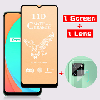 2 in 1 ฟิล์มเซรามิก(แบบด้าน)กันรอย + กระจกกันรอยเลนส์กล้อง Realme C2 C3 C11 C12 C15 3 5 6 7 Pro 5I 6I 7I Xt