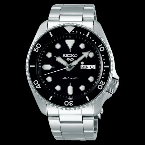 SEIKO 5 SPORTS AUTOMATIC นาฬิกาข้อมือผู้ชาย สายสแตนเลส รุ่น SRPD55K1,SRPD55K,SRPD (หน้าปัดดำ)