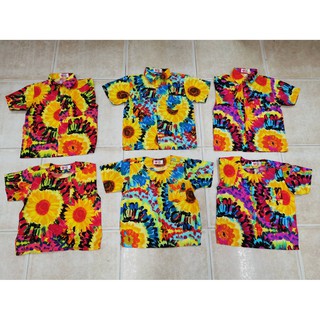 (เด็ก) เสื้อลายดอกเด็ก เสื้อสงกรานต์ ลายดอกมัดย้อม
