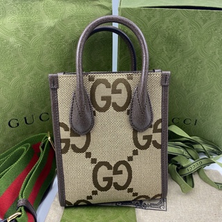 SALE!! Gucci mini tote GG Jumbo กระเป๋ากุชชี่ ของแท้ มินิ น้ำตาล จัมโบ้ สายเขียวแดง น่ารักมาก รุ่นใหม่ ของแท้