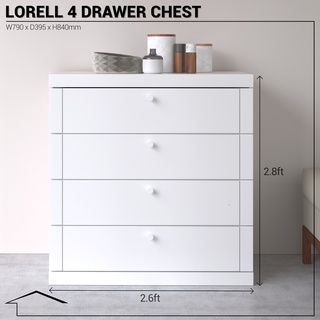 Tomato Home ตู้ลิ้นชักไม้ Lorell 4drw chest กว้าง79ซม | ดีไซน์สวยเรียบง่ายสบายตา คุ้มราคา | รางลิ้นชักเหล็กแข็งแรงทนทาน