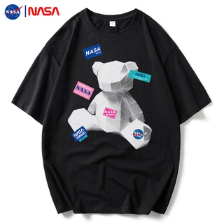 เสื้อยืดแขนสั้นลําลอง ผ้าฝ้ายแท้ ทรงหลวม พิมพ์ลายการ์ตูน Nasa แฟชั่นฤดูร้อน สําหรับผู้ชาย 2022S-5XL