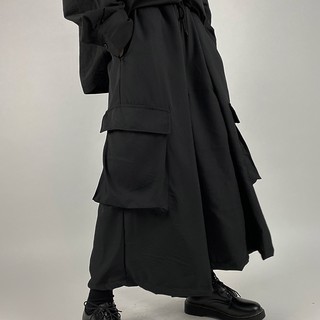 INSstudios.2020 อินเทรนด์เกาหลีย้อนยุค Yamamoto dark wind niche hakama กางเกงครอปขากว้างเทรนด์