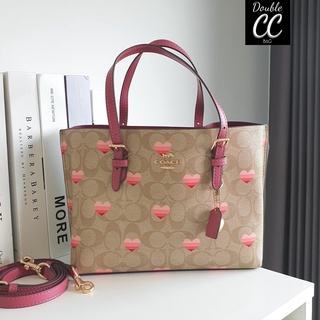 (แท้ 💯%‼ Factory ไม่ใช่งานออก Shop) CO ACH MOLLIE TOTE 25 IN SIGNATURE CANVAS