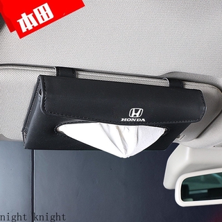 คุณภาพสูง Universal Car Sun Visor กล่องกระดาษทิชชู PU หนังกล่องกระดาษทิชชูอุปกรณ์เสริมสำหรับโลโก้ Honda CITY JAZZ CIVIC HRV CRV BRV Accord Odyssey