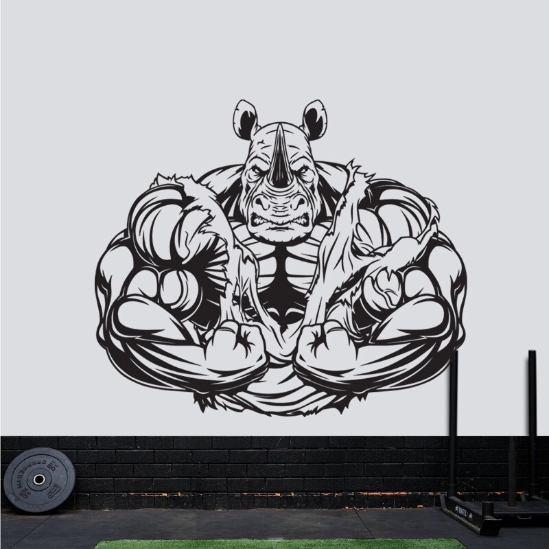 ฟิตเนส Decal Gymnasium สติกเกอร์ Body-building โปสเตอร์ไวนิล Wall Decals ภาพจิตรกรรมฝาผนัง Crossfit 