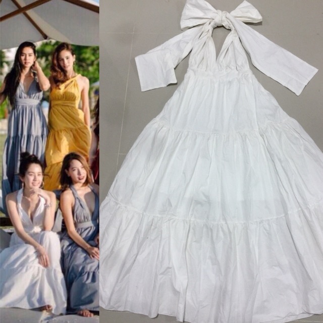 🌸เดรสอลัง Widelia @real 👗👗สีขาว