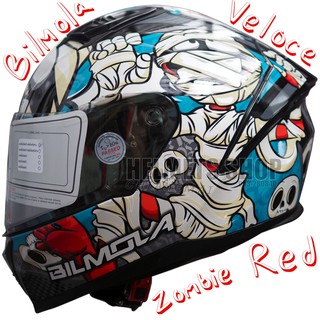 BILMOLA VELOCE ZOMBIE RED [ เต็มใบ ] [ แว่นชั้นเดียว ] [ นวมถอดซักได้ ] [ มีช่องเว้า ] [ กิ๊ฟล็อค ]