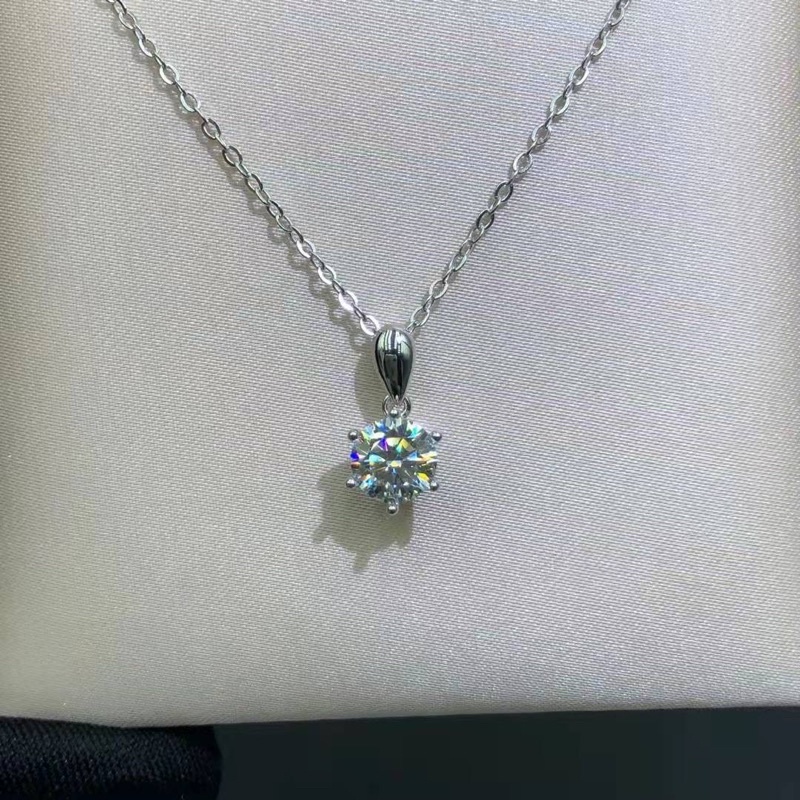 พรีเมี่ยม Moissanite 1ct 6 sta 8H8A จี้ S925 สร้อยคอ
