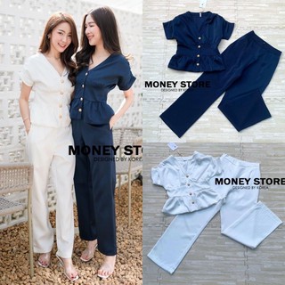 เสื้อผ้าแฟชั่นทันสมัย -Money set 2 ชิ้นผ้าลื่นเงา มีซับด้านใน งานผ้าดีมากๆ