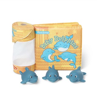 [หนังสือลอยน้ำ] รุ่น 31201ชุดหนังสือลอยน้ำ รุ่นโลมา Melissa &amp; Doug  Float-Along Bath Book - Baby Dolphins  อย่างดี ทนทาน รีวิวดีใน Amazon หนังสือ4หน้า อย่างดีกันเชื้อรา มาลิซ่า