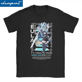 เสื้อยืดคอกลม แขนสั้น ผ้าฝ้าย พิมพ์ลาย Genshin Impact Eula Streetwear สําหรับผู้ชาย