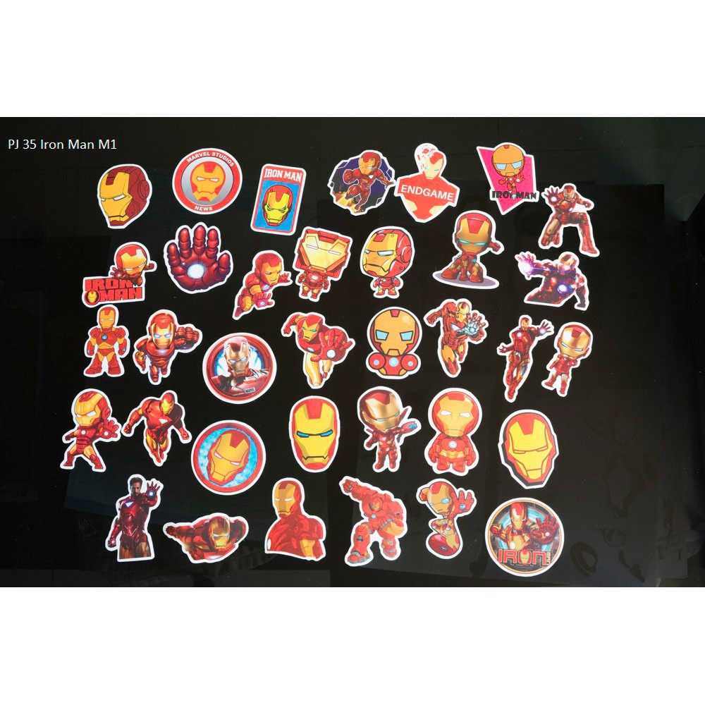 ชุดสติ๊กเกอร์ 35 ชิ้น สติ๊กเกอร์ธีม Iron Man พรีเมี่ยมสําหรับตกแต่งกระเป๋าเดินทาง แล็ปท็อป หมวกกันน็