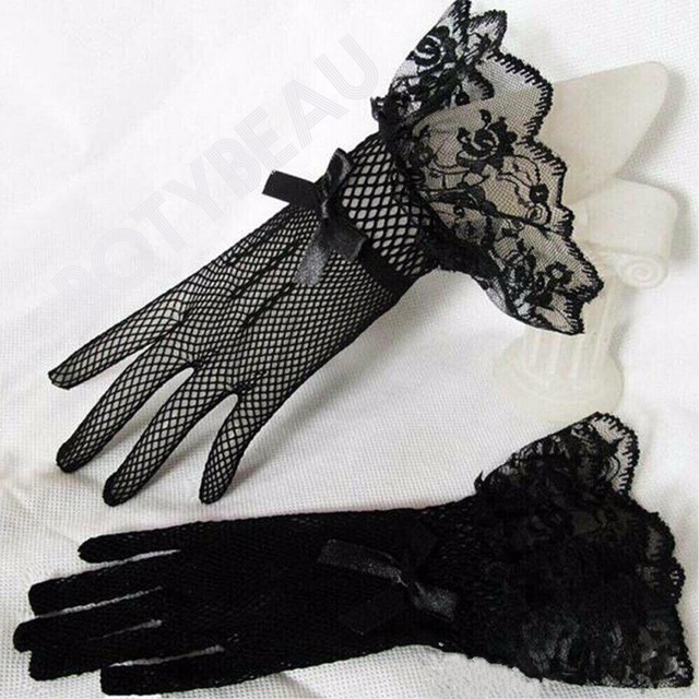 พร้อมส่ง! ถุงมือตาข่ายระบายลูกไม้ ใส่แบบสวม เป็นอีลาสติคยืดหยุ่นได้ดี