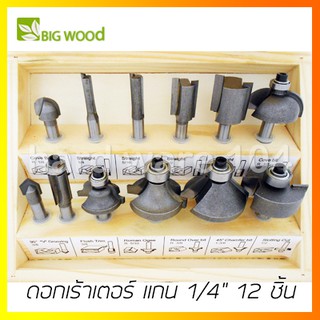 ดอกเร้าเตอร์ แกน 1/4" 12 ชิ้น BigWood 418921 router bits set