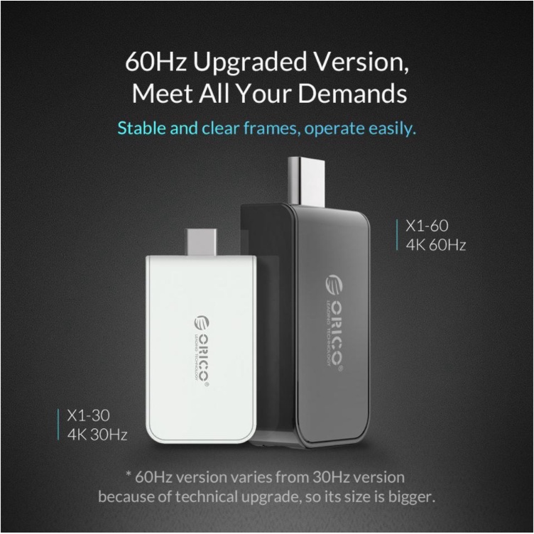 Orico อะแดปเตอร์ USB C ถึง HDMI 4K60Hz USB 3.1 Type-C to HDMI Converter สําหรับ MacBook, MacBook Pro, Chromebook Pixel, Samsung Galaxy S8/S8+/S9, Dell XPS 13 และสีขาวมากขึ้น (CLH-X1)