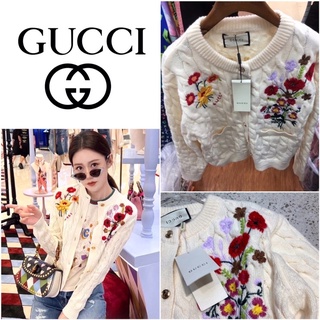 เสื้อคาดิแกน Gucci Lovelight Cotton Cardigan Embroidery