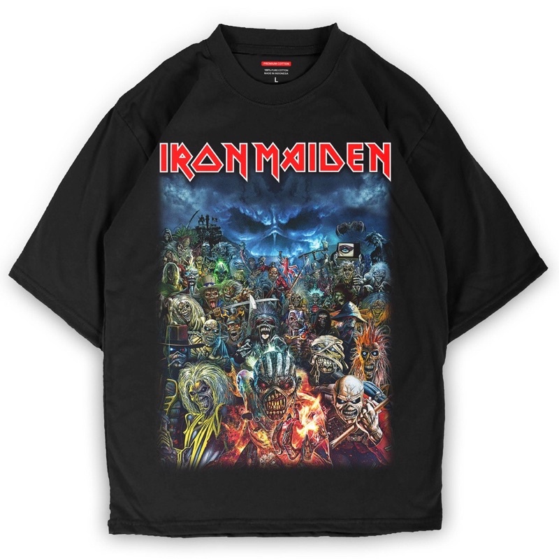 โลหะ IRON MAIDEN HALLOWED ICONIC เสื้อยืด BAJU MUSIC IRON MAIDEN TSHIRT ผู้ชายผู้หญิง DISTRO