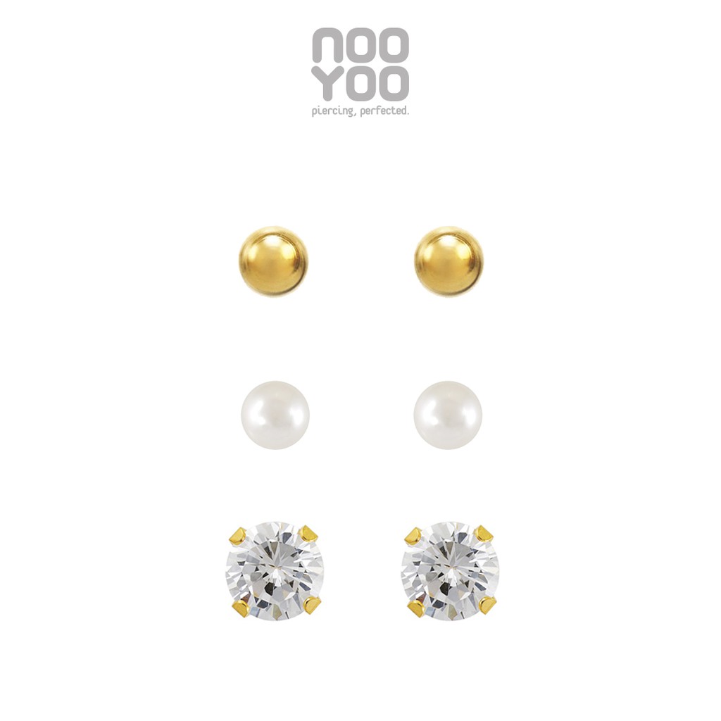 NooYoo ต่างหูสำหรับผิวแพ้ง่าย SET Golden Goose